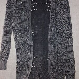 BKE Charcoal and Black Textured Women's Cardigan